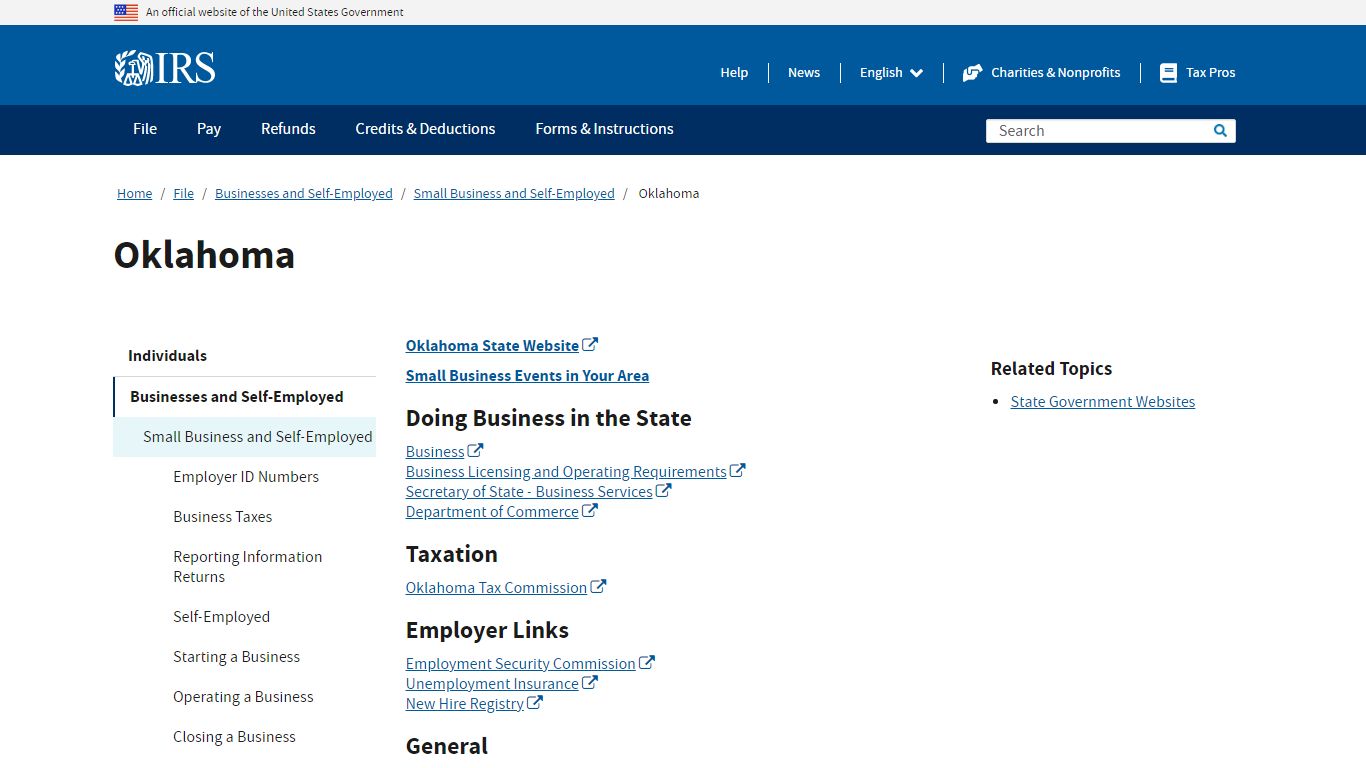 Oklahoma | Internal Revenue Service - IRS tax forms